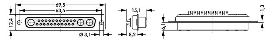 D-Sub mixed layout connectors - DBM 25W3 L - Image 2