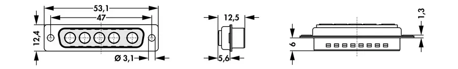 D-Sub mixed layout connectors - DSM 5W5 L GN M3 - Image 2